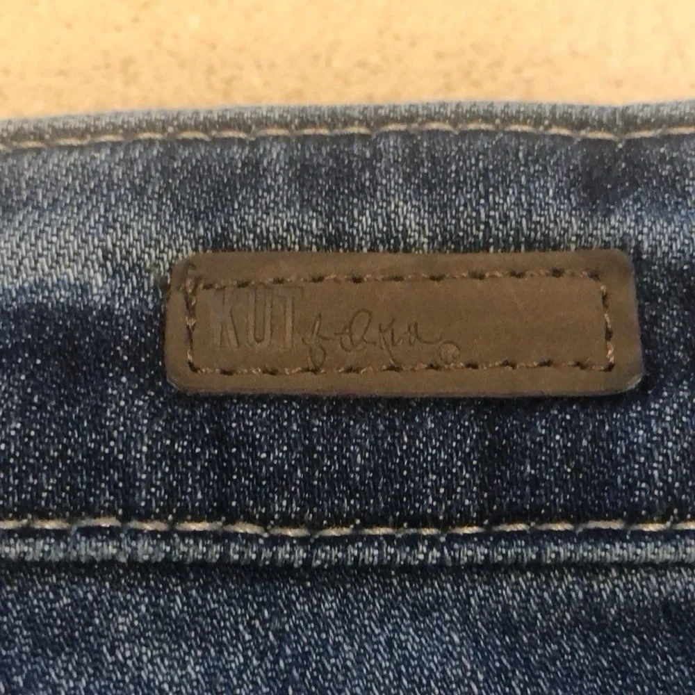 KUT FROM THE KLOTH WOMENS DISTRESSED FIVE POCKET STRAIGHT LEG JEANS BLUE SIZE 4